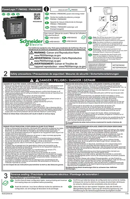schneider施耐德PowerLogic™ PM5562 _ PM5562MC - 说明书